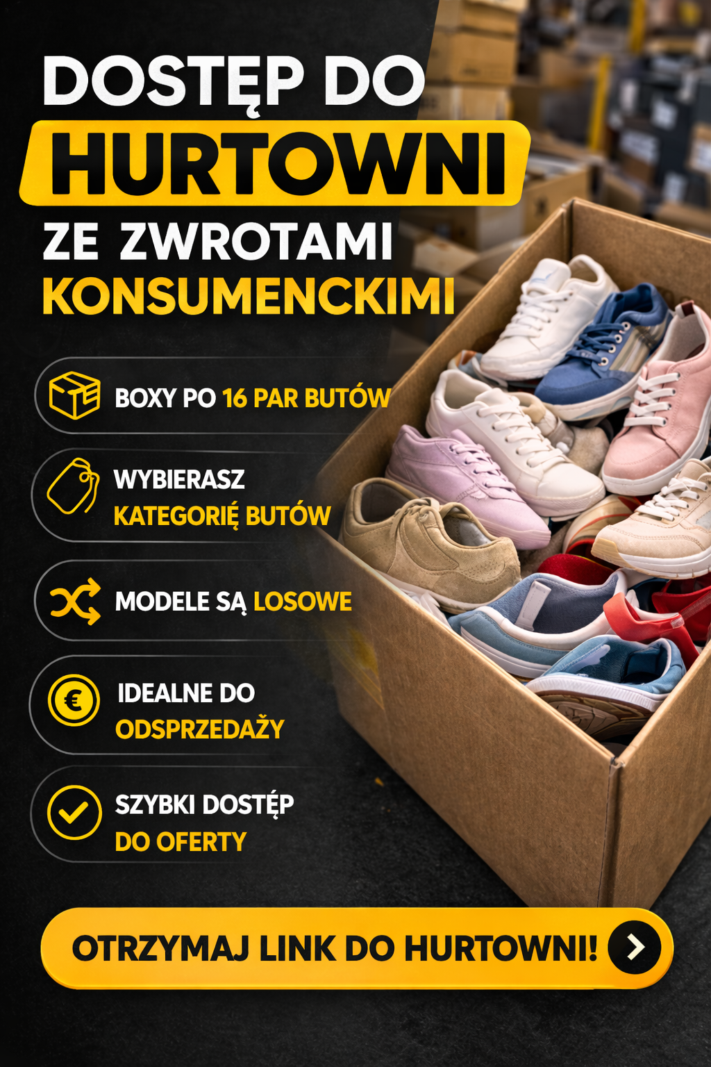 Depozit de încălțăminte – retururi de la consumatori  Acces la furnizor